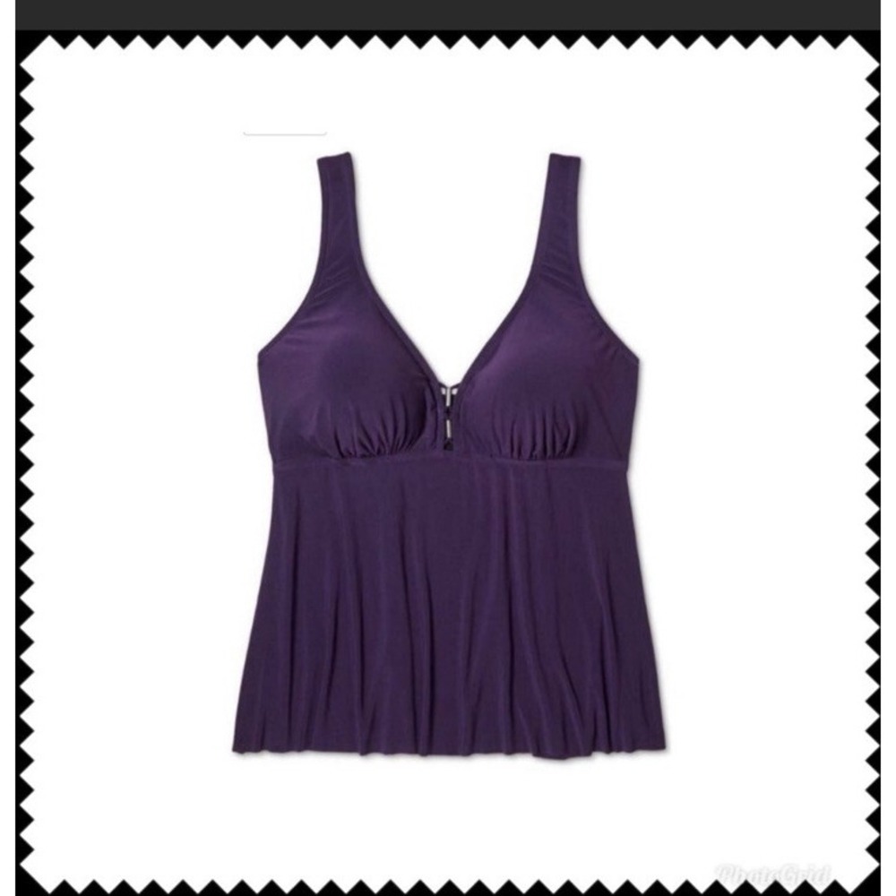Aqua green swimwear tankini‎ top over the shoulder Purple 22W